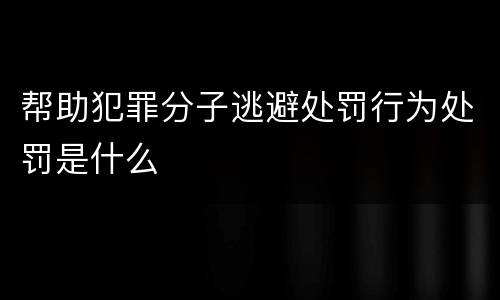帮助犯罪分子逃避处罚行为处罚是什么