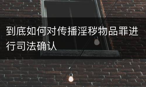 到底如何对传播淫秽物品罪进行司法确认