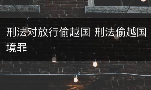 刑法对放行偷越国 刑法偷越国境罪