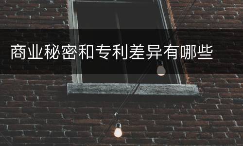 商业秘密和专利差异有哪些