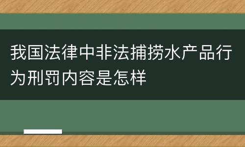 我国法律中非法捕捞水产品行为刑罚内容是怎样