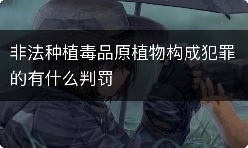 非法种植毒品原植物构成犯罪的有什么判罚
