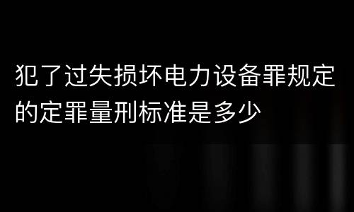 犯了过失损坏电力设备罪规定的定罪量刑标准是多少