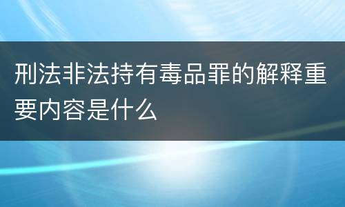 刑法非法持有毒品罪的解释重要内容是什么