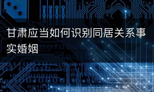 甘肃应当如何识别同居关系事实婚姻