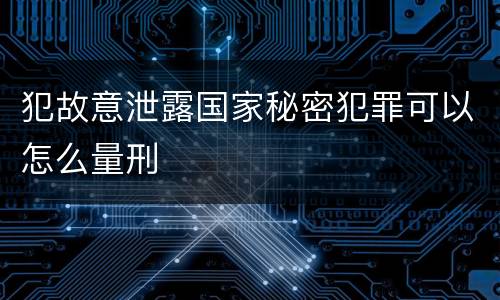 犯故意泄露国家秘密犯罪可以怎么量刑