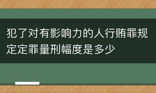 犯了对有影响力的人行贿罪规定定罪量刑幅度是多少