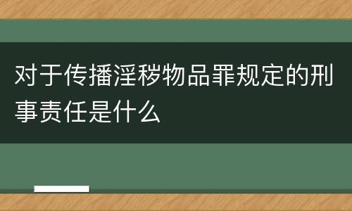 对于传播淫秽物品罪规定的刑事责任是什么