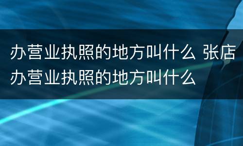 办营业执照的地方叫什么 张店办营业执照的地方叫什么