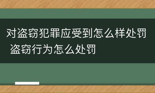 对盗窃犯罪应受到怎么样处罚 盗窃行为怎么处罚