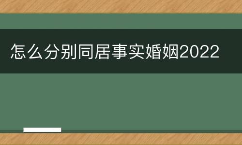 怎么分别同居事实婚姻2022