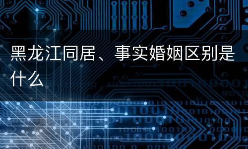 黑龙江同居、事实婚姻区别是什么