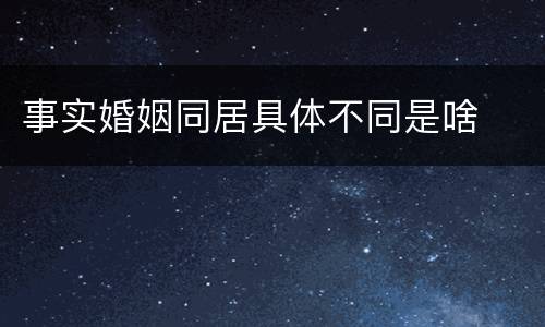 事实婚姻同居具体不同是啥