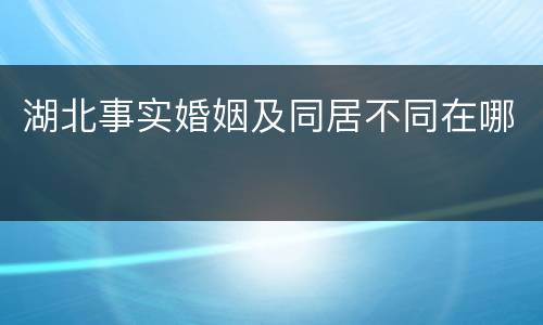 湖北事实婚姻及同居不同在哪