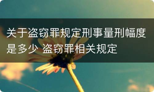 关于盗窃罪规定刑事量刑幅度是多少 盗窃罪相关规定