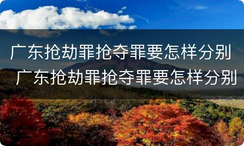 广东抢劫罪抢夺罪要怎样分别 广东抢劫罪抢夺罪要怎样分别认定