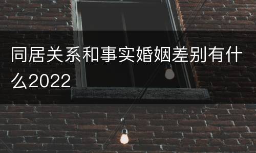 同居关系和事实婚姻差别有什么2022