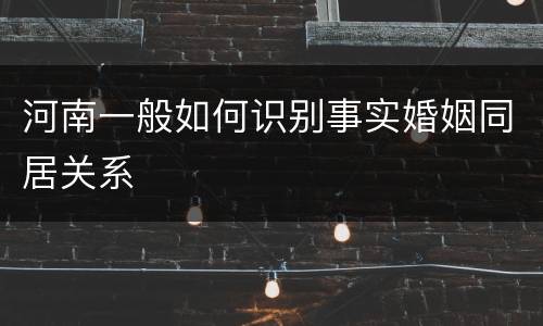 河南一般如何识别事实婚姻同居关系