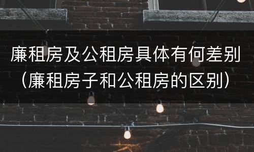 廉租房及公租房具体有何差别（廉租房子和公租房的区别）