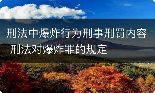 刑法中爆炸行为刑事刑罚内容 刑法对爆炸罪的规定