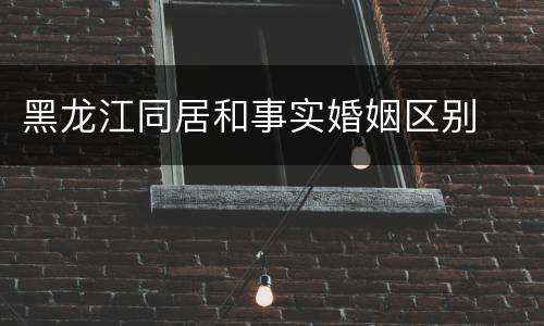 黑龙江同居和事实婚姻区别
