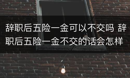 辞职后五险一金可以不交吗 辞职后五险一金不交的话会怎样