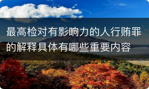 最高检对有影响力的人行贿罪的解释具体有哪些重要内容