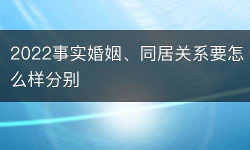 2022事实婚姻、同居关系要怎么样分别
