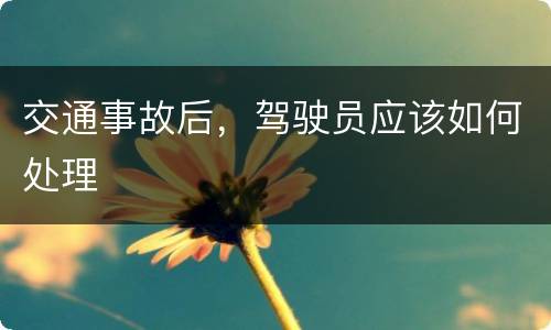 交通事故后，驾驶员应该如何处理