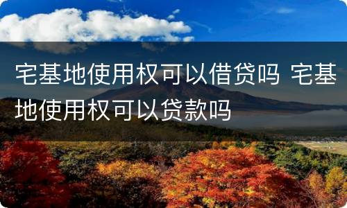 宅基地使用权可以借贷吗 宅基地使用权可以贷款吗