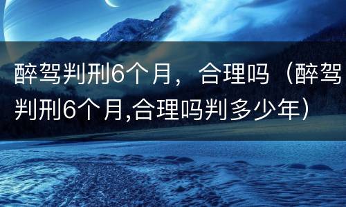 醉驾判刑6个月，合理吗（醉驾判刑6个月,合理吗判多少年）