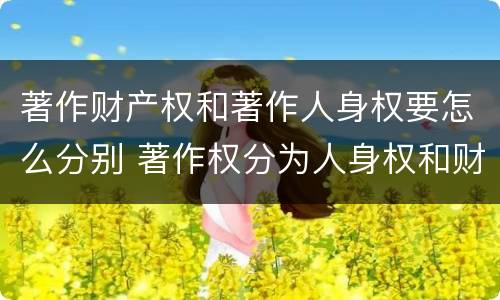著作财产权和著作人身权要怎么分别 著作权分为人身权和财产权吗