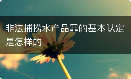 非法捕捞水产品罪的基本认定是怎样的