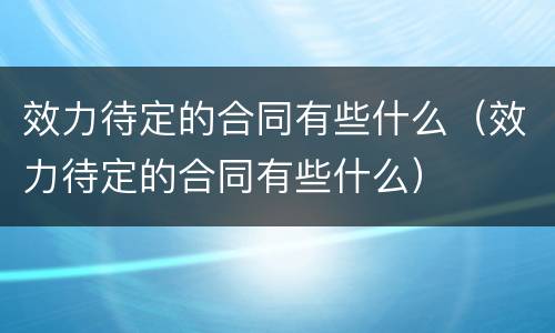 效力待定的合同有些什么（效力待定的合同有些什么）