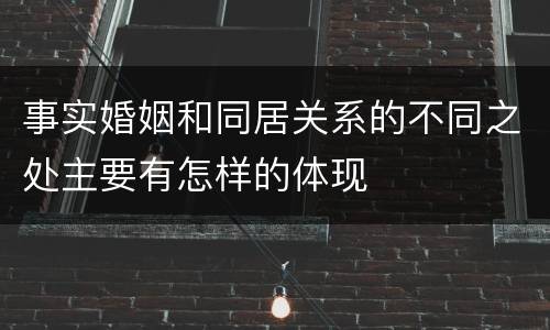 事实婚姻和同居关系的不同之处主要有怎样的体现