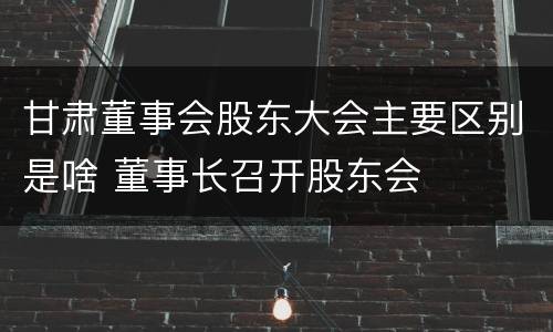 甘肃董事会股东大会主要区别是啥 董事长召开股东会