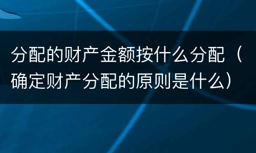 分配的财产金额按什么分配（确定财产分配的原则是什么）