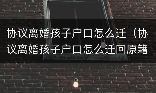 协议离婚孩子户口怎么迁（协议离婚孩子户口怎么迁回原籍）