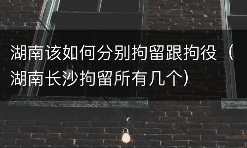 湖南该如何分别拘留跟拘役（湖南长沙拘留所有几个）