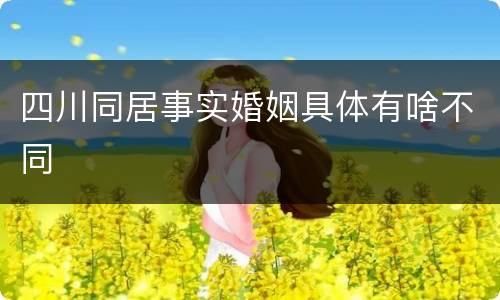 四川同居事实婚姻具体有啥不同