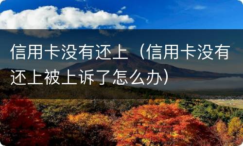 信用卡没有还上（信用卡没有还上被上诉了怎么办）