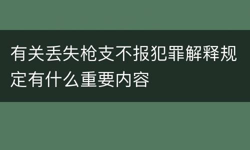有关丢失枪支不报犯罪解释规定有什么重要内容