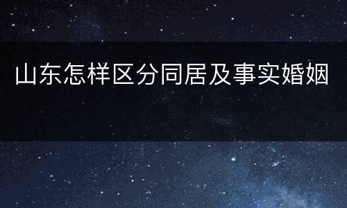 山东怎样区分同居及事实婚姻