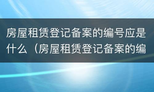 房屋租赁登记备案的编号应是什么（房屋租赁登记备案的编号应是什么意思）