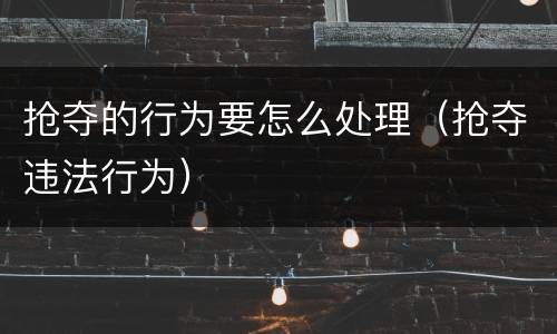 抢夺的行为要怎么处理（抢夺违法行为）