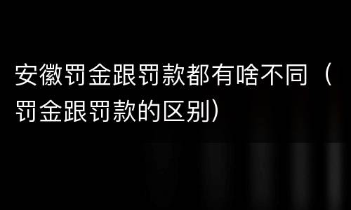 安徽罚金跟罚款都有啥不同（罚金跟罚款的区别）