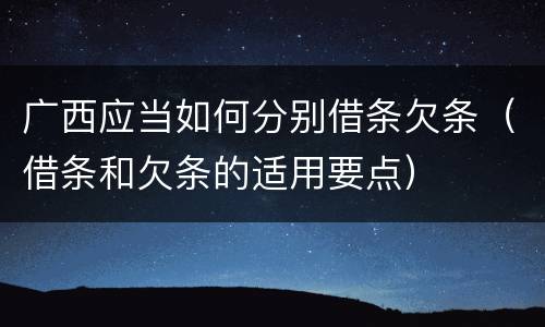 广西应当如何分别借条欠条（借条和欠条的适用要点）
