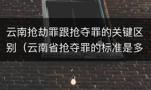 云南抢劫罪跟抢夺罪的关键区别（云南省抢夺罪的标准是多少?）