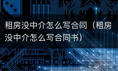租房没中介怎么写合同（租房没中介怎么写合同书）