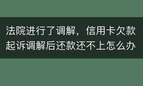 法院进行了调解，信用卡欠款起诉调解后还款还不上怎么办
